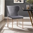 Pemberly Row Modern Stainless Steel Velvet Dining Chair in Gray