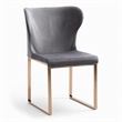 Pemberly Row Modern Stainless Steel Velvet Dining Chair in Gray