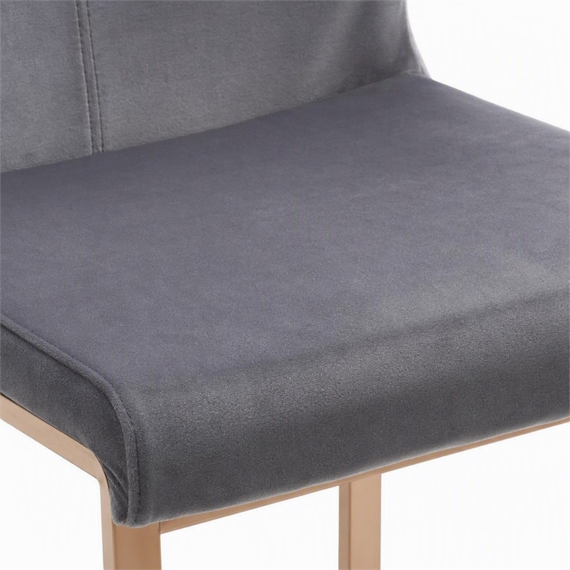 Pemberly Row Modern Stainless Steel Velvet Dining Chair in Gray