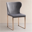 Pemberly Row Modern Stainless Steel Velvet Dining Chair in Gray