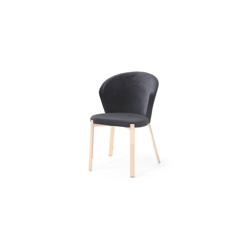 Pemberly Row Set of 2 Modern Velvet Dining Chairs in Black