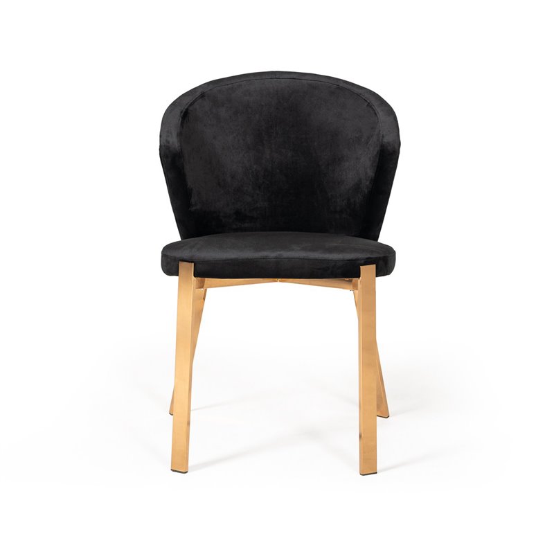 Pemberly Row Set of 2 Modern Velvet Dining Chairs in Black