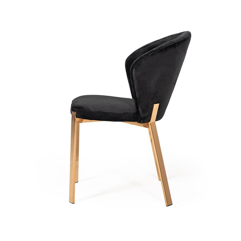 Pemberly Row Set of 2 Modern Velvet Dining Chairs in Black