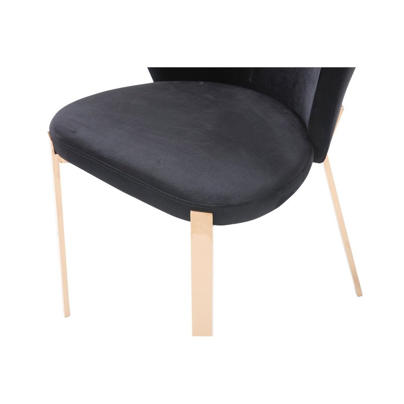 Pemberly Row Set of 2 Modern Velvet Dining Chairs in Black