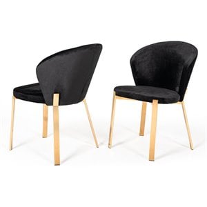 Pemberly Row Set of 2 Modern Velvet Dining Chairs in Black