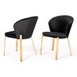 Pemberly Row Set of 2 Modern Velvet Dining Chairs in Black