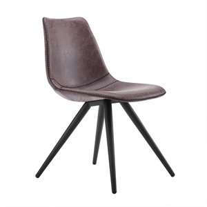 Pemberly Row Set of 2 Modern Faux Leather Dining Chairs in Brown