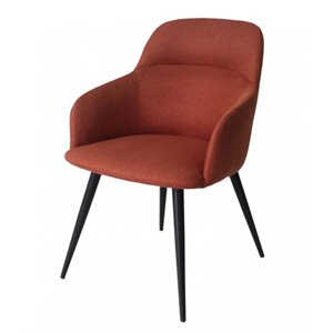 Pemberly Row Scranton 15&quot Orange Linen Dining Chair with Black Legs