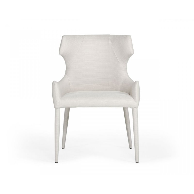Pemberly Row Modern Fabric and Metal Dining Chair in Beige