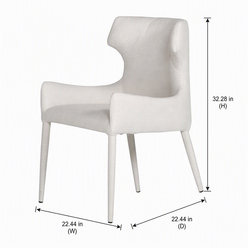 Pemberly Row Modern Fabric and Metal Dining Chair in Beige