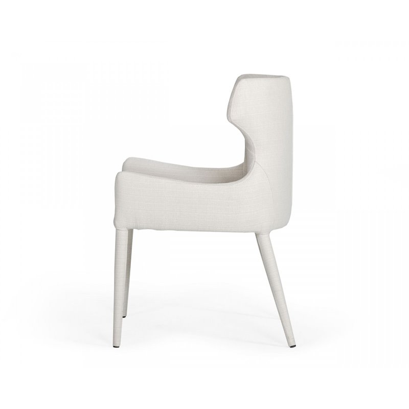 Pemberly Row Modern Fabric and Metal Dining Chair in Beige