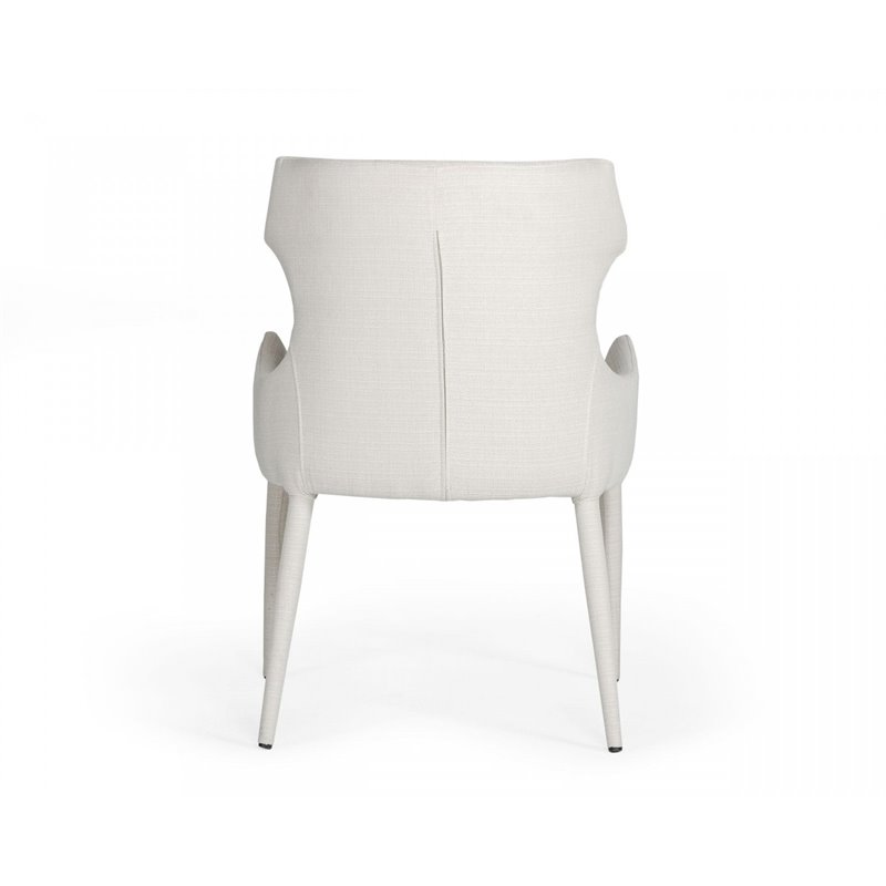 Pemberly Row Modern Fabric and Metal Dining Chair in Beige