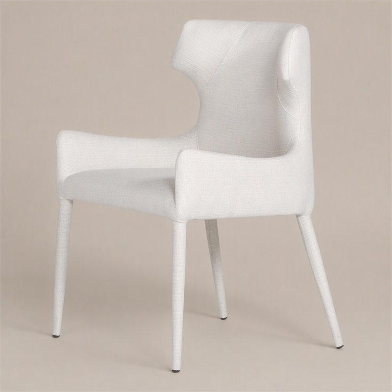 Pemberly Row Modern Fabric and Metal Dining Chair in Beige