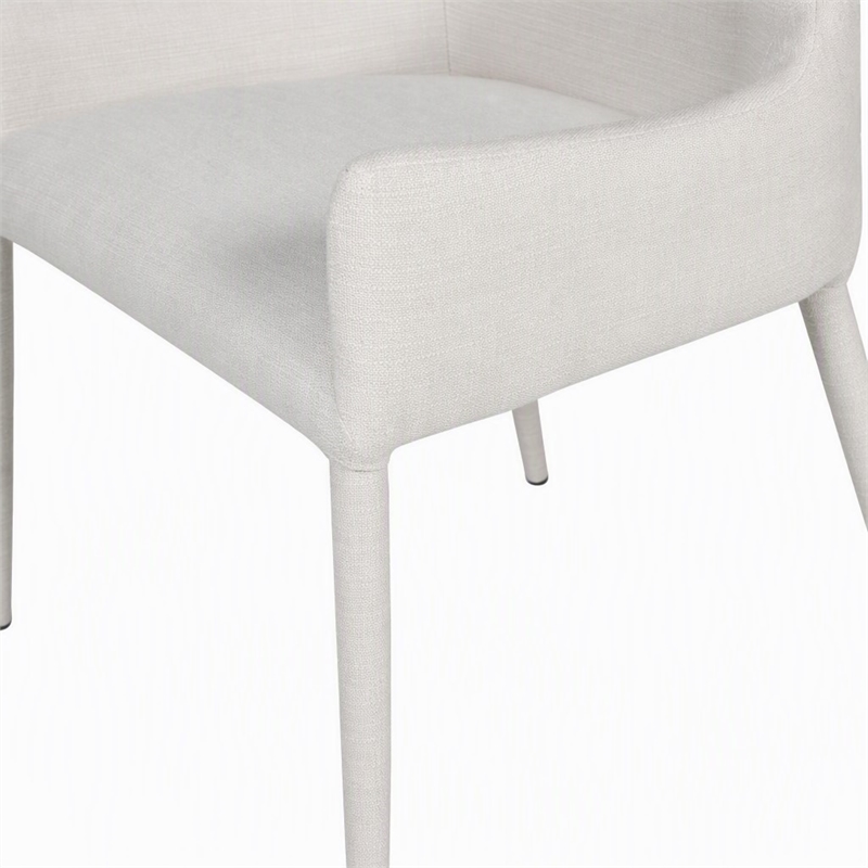 Pemberly Row Modern Fabric and Metal Dining Chair in Beige