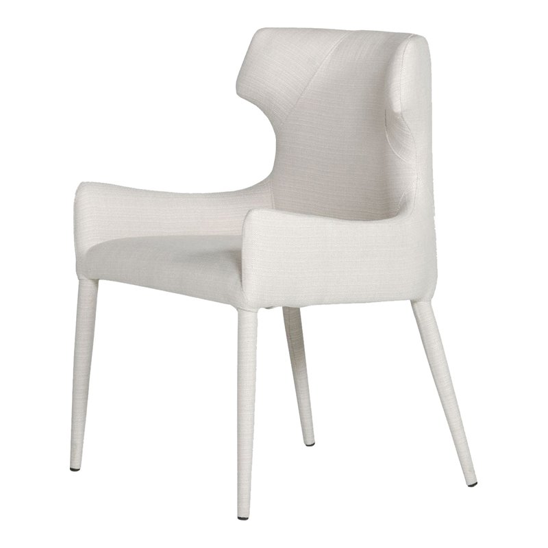 Pemberly Row Modern Fabric and Metal Dining Chair in Beige