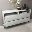 Pemberly Row Modern MDF Wood Dresser with Stainless Steel Legs in White