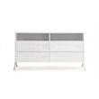 Pemberly Row Modern MDF Wood Dresser with Stainless Steel Legs in White