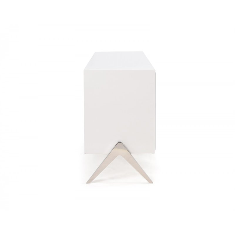 Pemberly Row Modern MDF Wood Dresser with Stainless Steel Legs in White