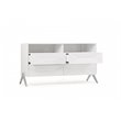 Pemberly Row Modern MDF Wood Dresser with Stainless Steel Legs in White