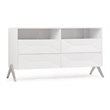Pemberly Row Modern MDF Wood Dresser with Stainless Steel Legs in White
