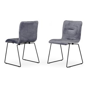 Pemberly Row Modern Velvet Dining Chairs in Gray and Black (Set of 2)