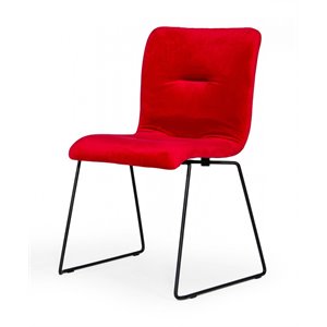 Pemberly Row Modern Velvet Dining Chairs in Red and Black (Set of 2)