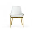 Pemberly Row Modern Faux Leather Dining Chair in White and Gold