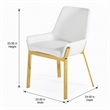 Pemberly Row Modern Faux Leather Dining Chair in White and Gold