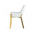 Pemberly Row Modern Faux Leather Dining Chair in White and Gold