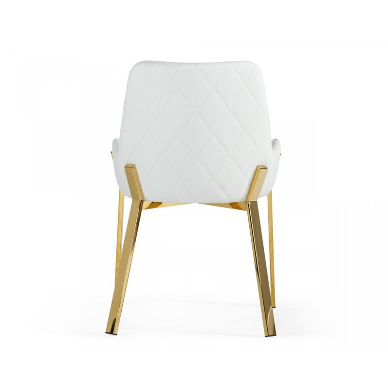 Pemberly Row Modern Faux Leather Dining Chair in White and Gold