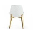 Pemberly Row Modern Faux Leather Dining Chair in White and Gold