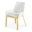 Pemberly Row Modern Faux Leather Dining Chair in White and Gold