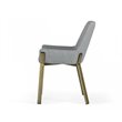 Pemberly Row Modern Fabric Dining Chair in Light Gray and Antique Brass