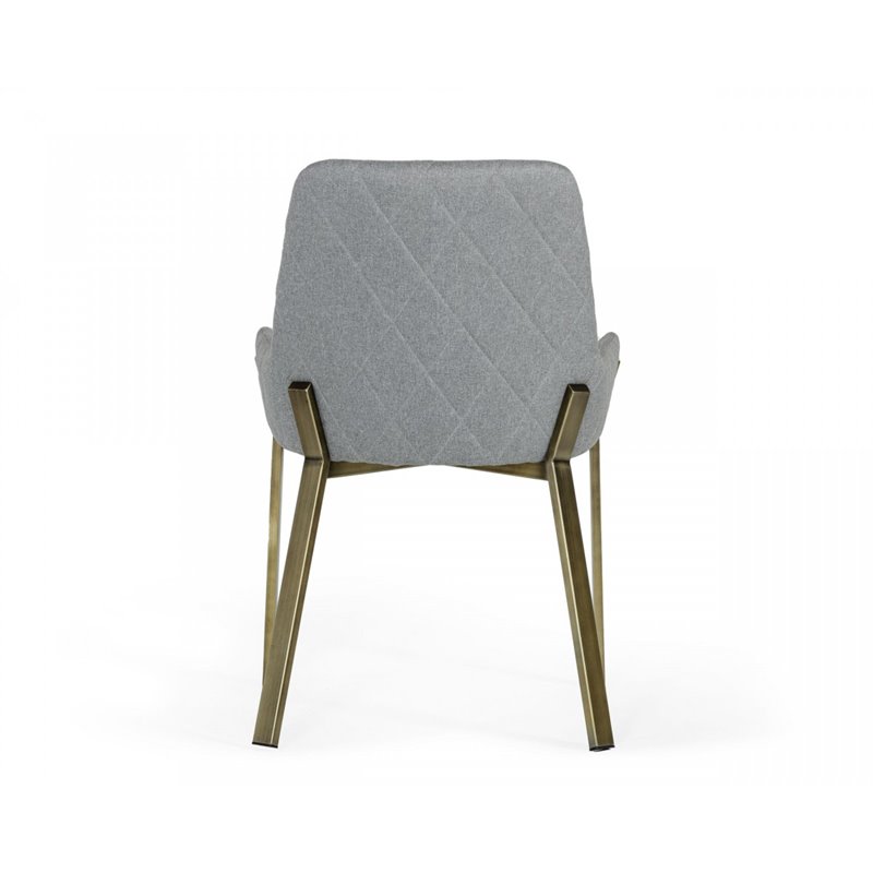 Pemberly Row Modern Fabric Dining Chair in Light Gray and Antique Brass