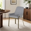 Pemberly Row Modern Fabric Dining Chair in Light Gray and Antique Brass
