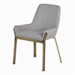 Pemberly Row Modern Fabric Dining Chair in Light Gray and Antique Brass