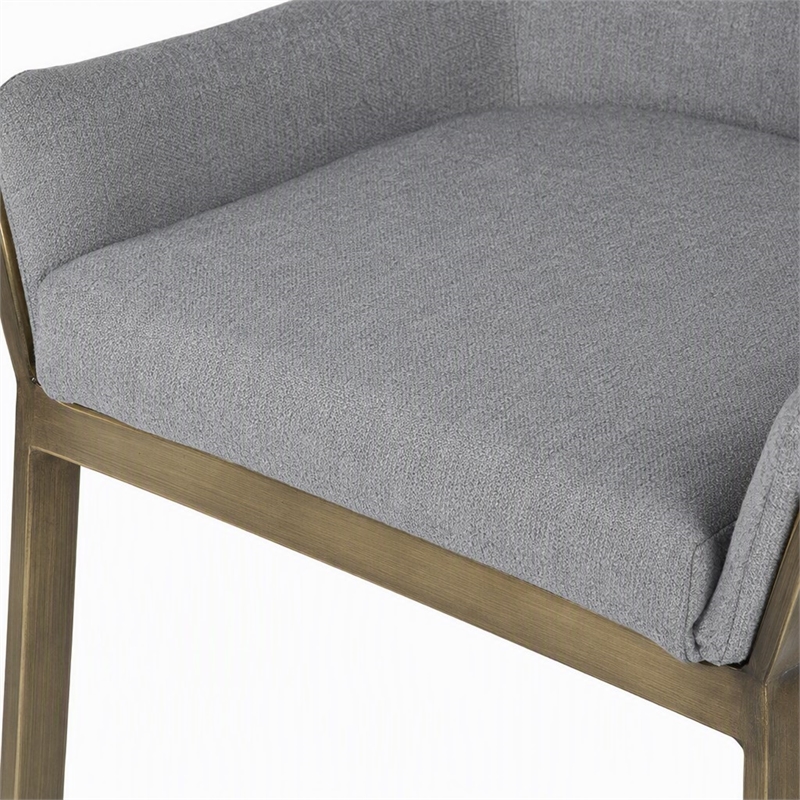 Pemberly Row Modern Fabric Dining Chair in Light Gray and Antique Brass