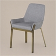Pemberly Row Modern Fabric Dining Chair in Light Gray and Antique Brass