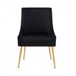 Pemberly Row Black Velvet Dining Chair Set with Gold Legs (Set of 2)