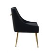 Pemberly Row Black Velvet Dining Chair Set with Gold Legs (Set of 2)