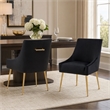 Pemberly Row Black Velvet Dining Chair Set with Gold Legs (Set of 2)