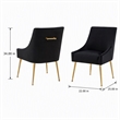 Pemberly Row Black Velvet Dining Chair Set with Gold Legs (Set of 2)