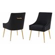 Pemberly Row Black Velvet Dining Chair Set with Gold Legs (Set of 2)