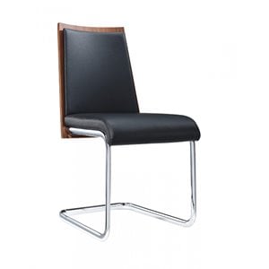 Pemberly Row Black and Walnut Faux Leather Dining Chair Set (Set of 2)
