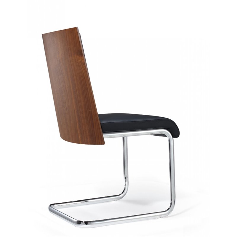 Pemberly Row Black and Walnut Faux Leather Dining Chair Set (Set of 2)