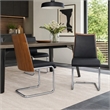 Pemberly Row Black and Walnut Faux Leather Dining Chair Set (Set of 2)
