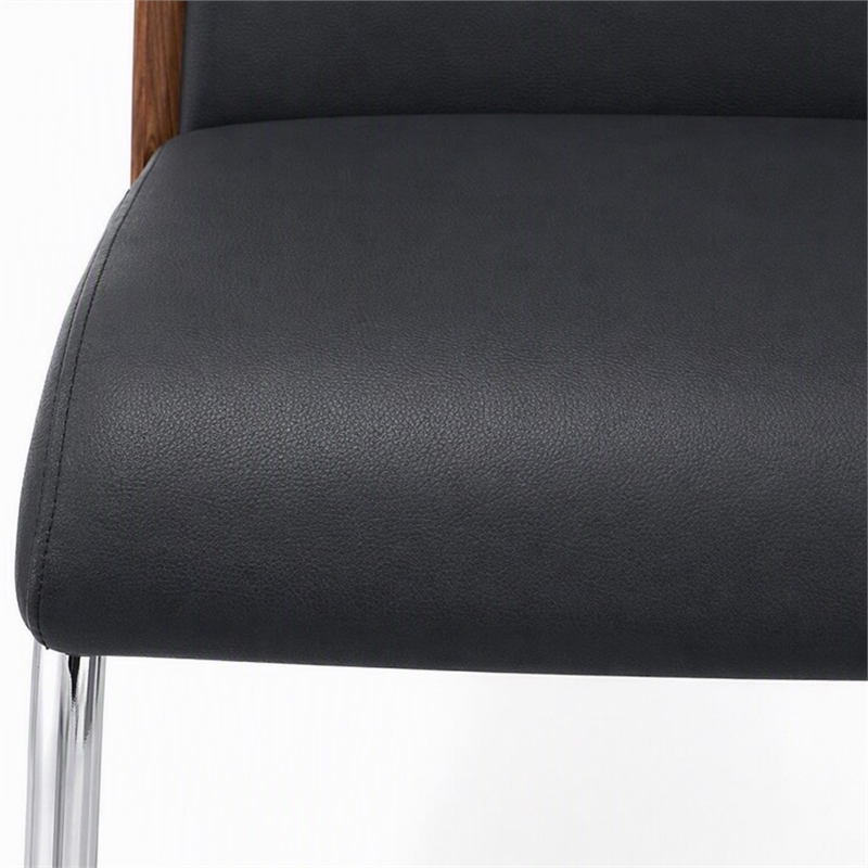 Pemberly Row Black and Walnut Faux Leather Dining Chair Set (Set of 2)