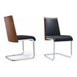 Pemberly Row Black and Walnut Faux Leather Dining Chair Set (Set of 2)