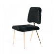 Pemberly Row Set of 2 Faux Fur Dining Chairs with Metal Legs in Black