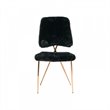 Pemberly Row Set of 2 Faux Fur Dining Chairs with Metal Legs in Black
